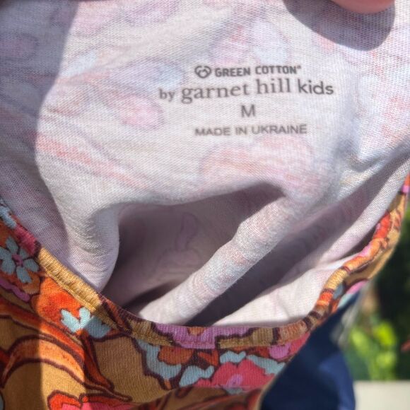 Garnet Hill Orange and Pink Long Sleeve Olivia Sundress green cotton size medium - Picture 6 of 6